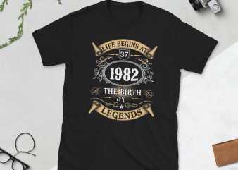 Birthday Tshirt Design – Age Month and Birth Year – 1982 37 Years