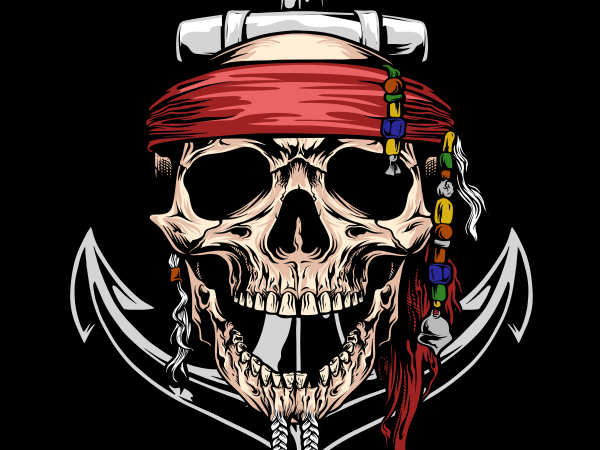 Pirate Skeleton T-shirt Design Vector Download