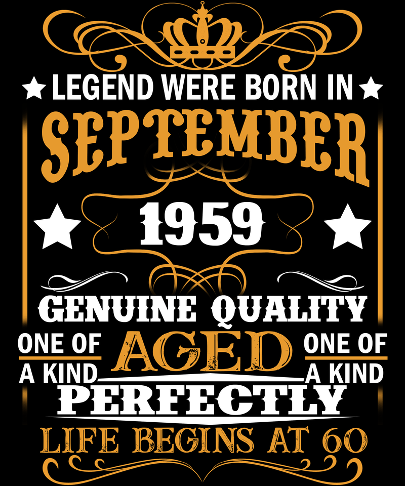 Birthday Tshirt Design - Age Month and Birth Year - September 1959 60 ...