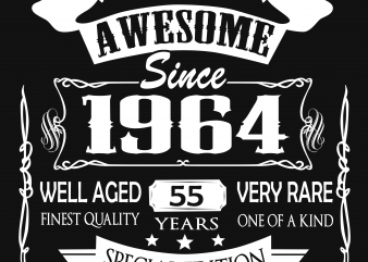 Birthday Tshirt Design – Age Month and Birth Year – 1964 55 Years