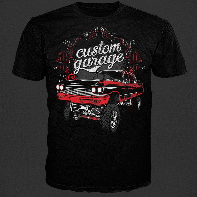 Custom garage vector t-shirt design for commercial use t-shirt designs