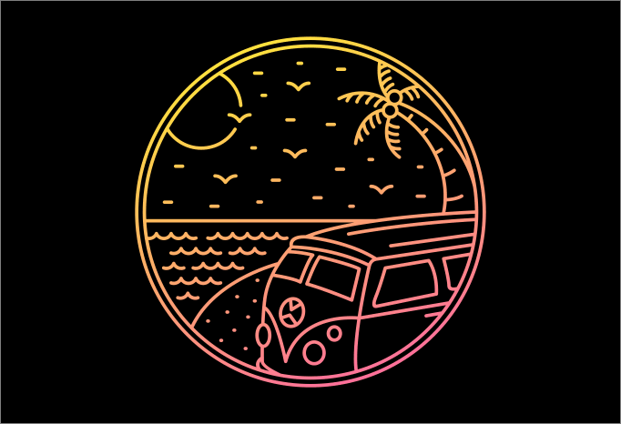 Combi Beach Trip design for t shirt - Buy t-shirt designs