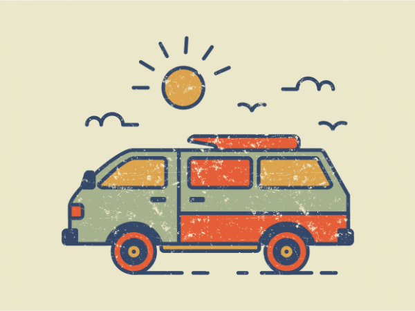 Retro travel van vector t-shirt design