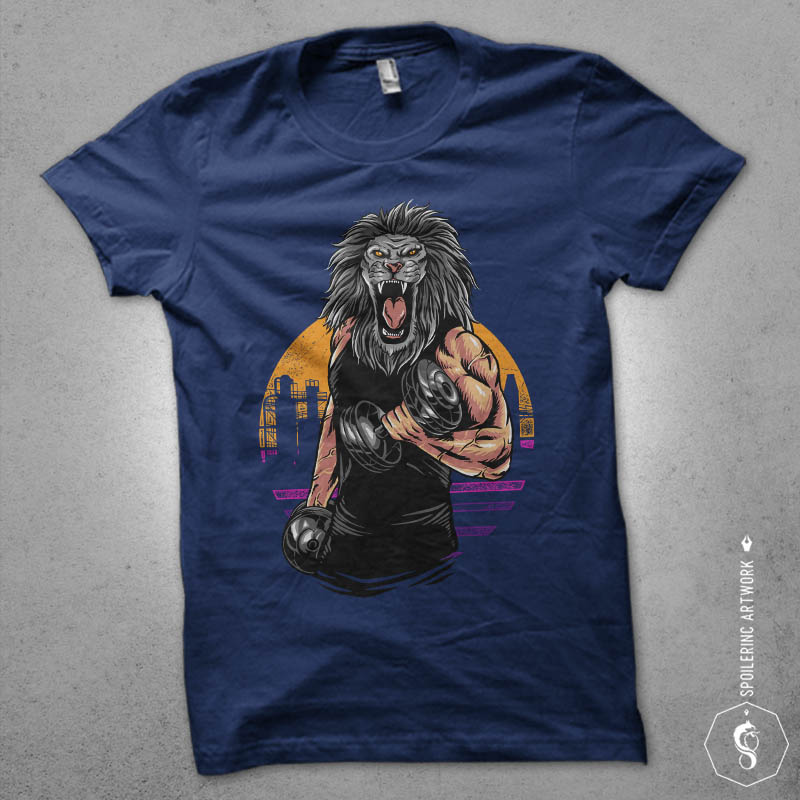 lion gym Graphic t-shirt design buy t shirt designs artwork