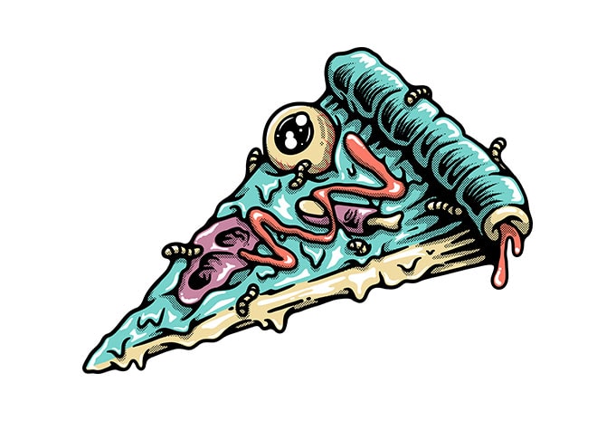 Pizza Zombie T-shirt Design For Commercial Use - Buy T-shirt Designs