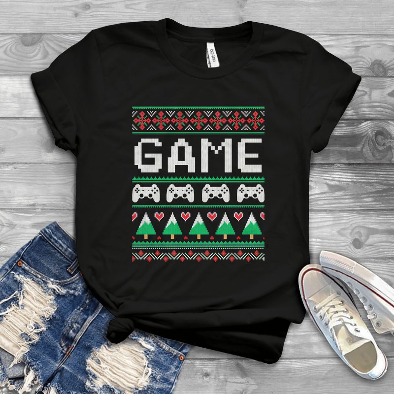 Gamer Ugly Sweater t shirt designs for printful