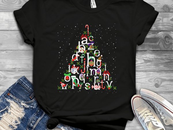 Alphabet christmas tree t shirt design png