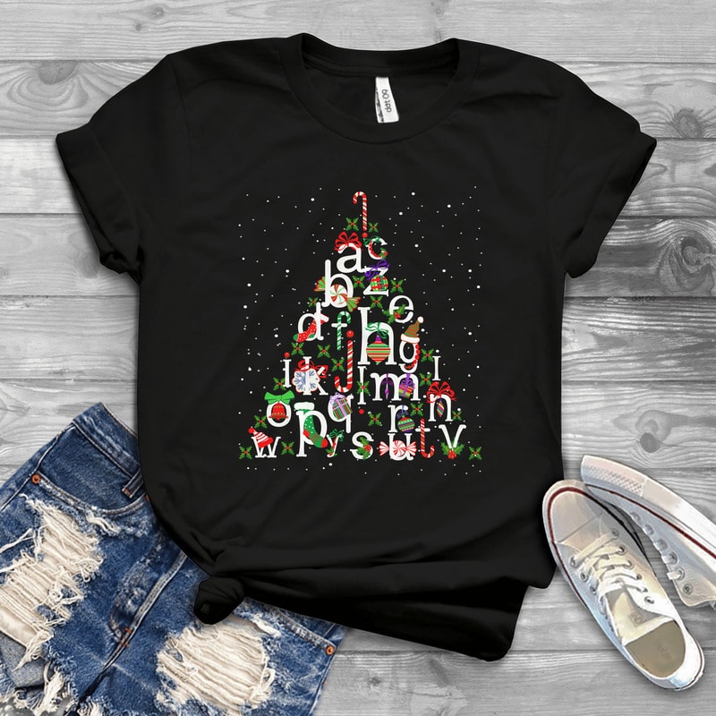 Alphabet Christmas Tree t shirt design png - Buy t-shirt designs