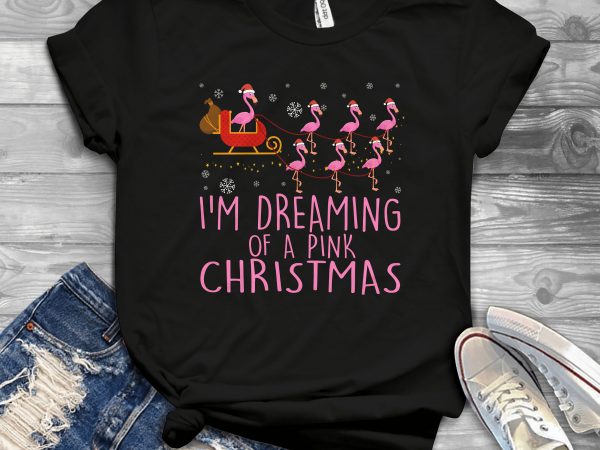 Pink christmas flamingo buy t shirt design for commercial use