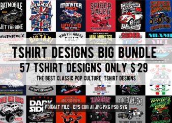 57 Tshirt Retro Pop Culture Designs Bundle - Buy t-shirt designs