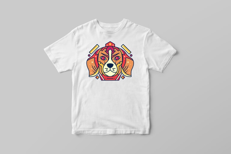 Dog Dog pup puppy wiener dog doggy hound abstract geometric geometrical color colorful vector t shirt design t shirt designs for sale