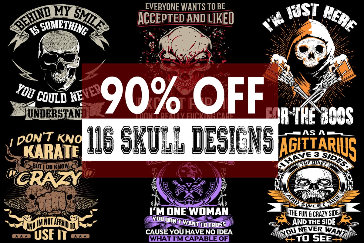 FULL SKULL BUNDLE - 116 SUPER COOL DESIGNS - SUM OF 4 PARTS - Buy t ...