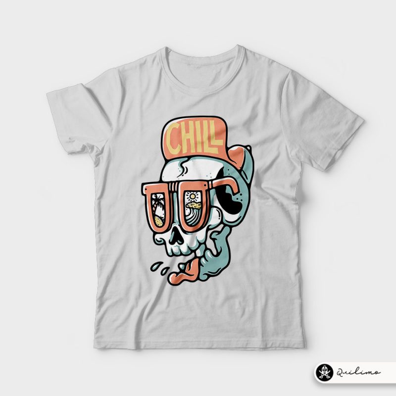 Chill Skull t shirt design graphic