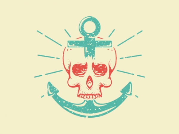 Skull anchor vector t-shirt design for commercial use