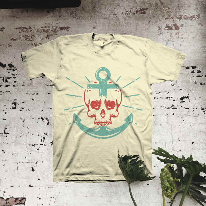 Skull Anchor t shirt designs for print on demand