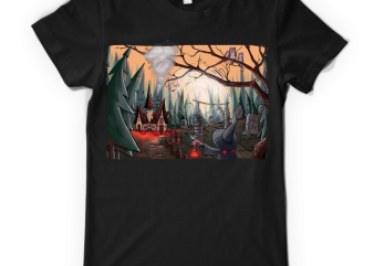 Halloween night t-shirt design for commercial use