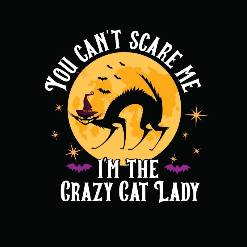 I’m the Crazy Cat Lady Halloween T-shirt Design, Printables, Vector, Instant download commercial use t shirt designs