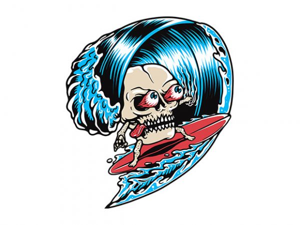 Skull surfing buy t shirt design for commercial use