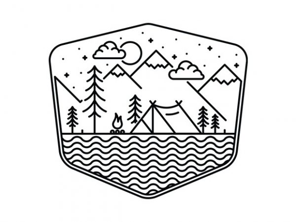 Camping line vector t shirt design artwork