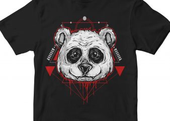 PANDA HEAD GEOMETRIC vector t-shirt design template