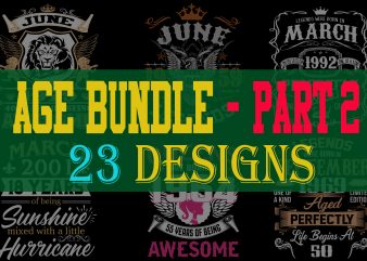 Special birthday age bundle psd file – PART 2 – 80% OFF – editable 23 files, font and mockup t shirt design to buy