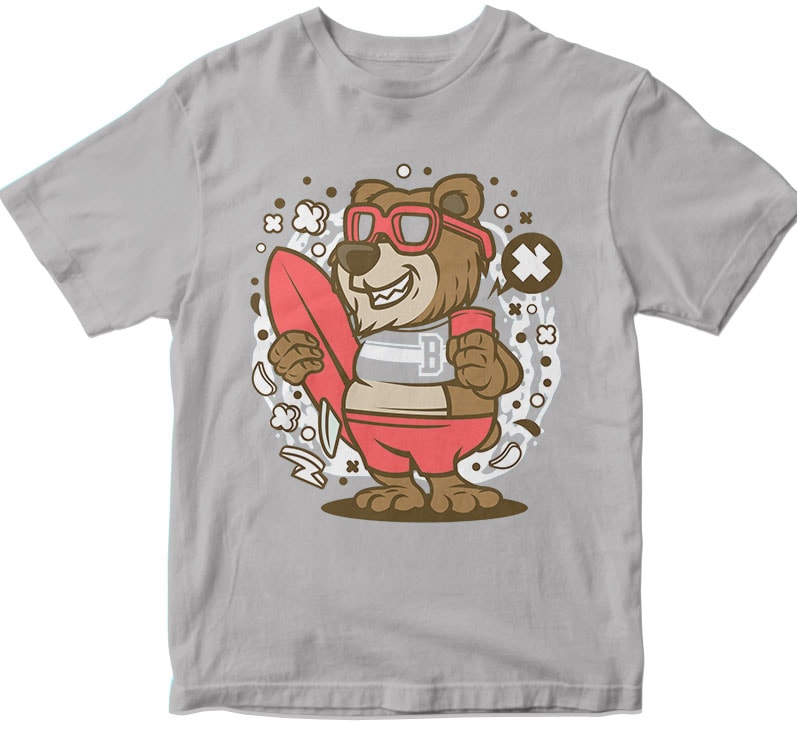 Bear Surfing tshirt design vector - Buy t-shirt designs
