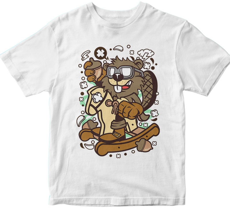 Beaver Rocking Horse vector t-shirt design - Buy t-shirt designs