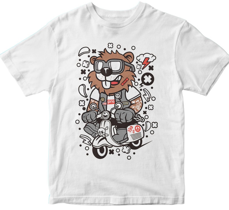 Beaver Scooterist t shirt design to buy - Buy t-shirt designs