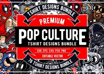 76 Pop Culture Tshirt Designs Bundle