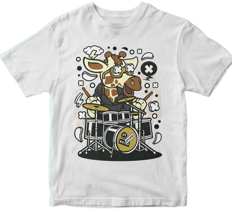 Girrafe Drummer tshirt design for merch by amazon