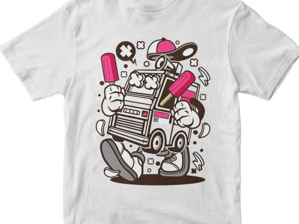 Ice cream truck print ready vector t shirt design