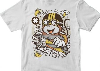 Monkey Pilot vector t shirt design artwork