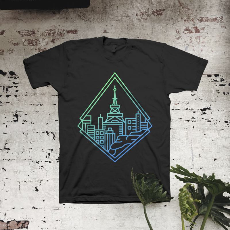 Paris City Line t-shirt designs for merch by amazon