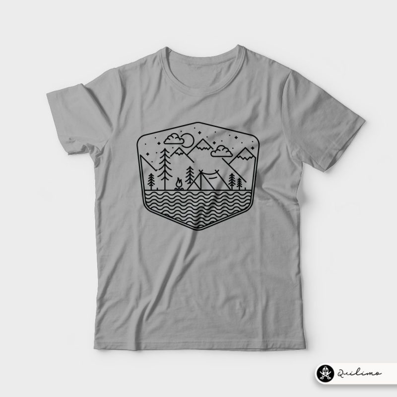 Camping Line vector t shirt design artwork - Buy t-shirt designs
