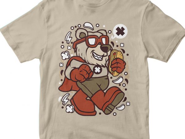 Super Bear print ready vector t shirt design - Buy t-shirt designs
