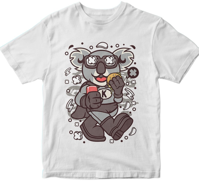 Super Koala vector t shirt design for download - Buy t-shirt designs