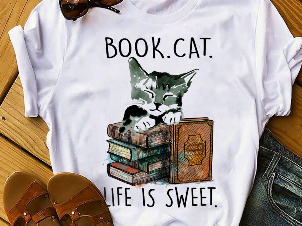 Book cat t shirt design for purchase