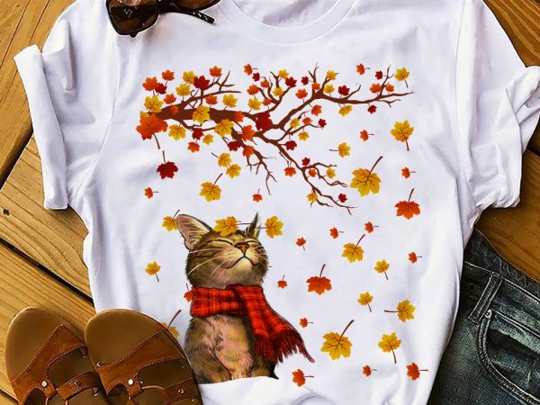 Cat autumn commercial use t-shirt design