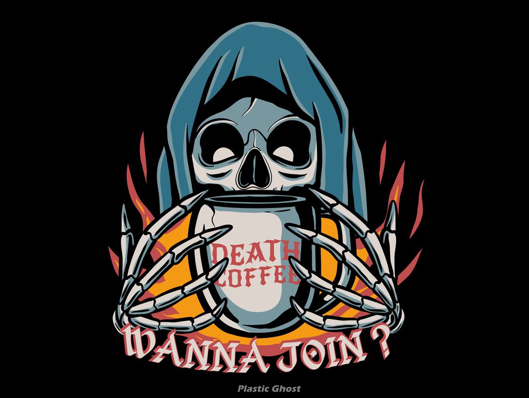 Death Coffee tshirt design vector - Buy t-shirt designs