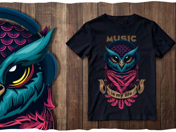 Musical owl – t-shirt design