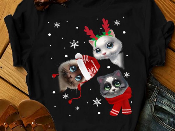 Three cats christmas t shirt design to buy