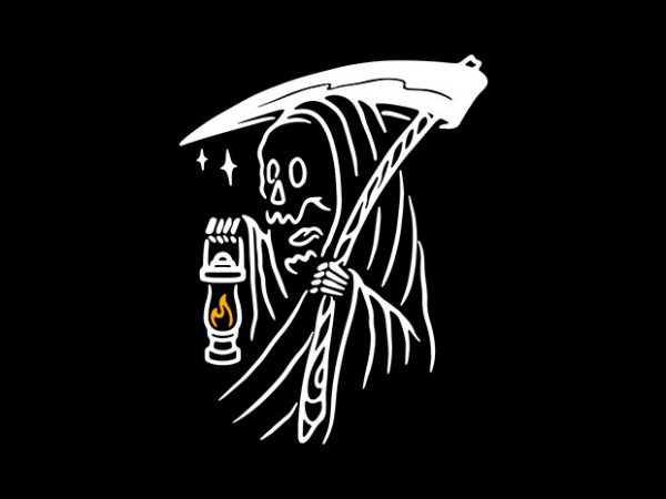 Grim reaper and lighting vector t-shirt design template