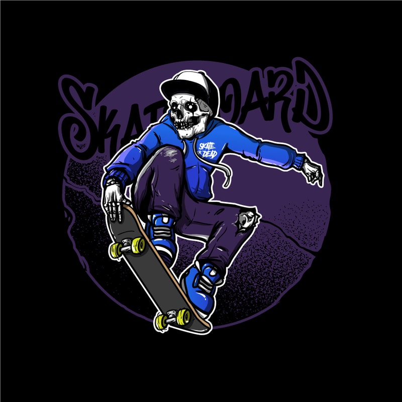 Skull Skateboard Cartoon graphic t-shirt design - Buy t-shirt designs