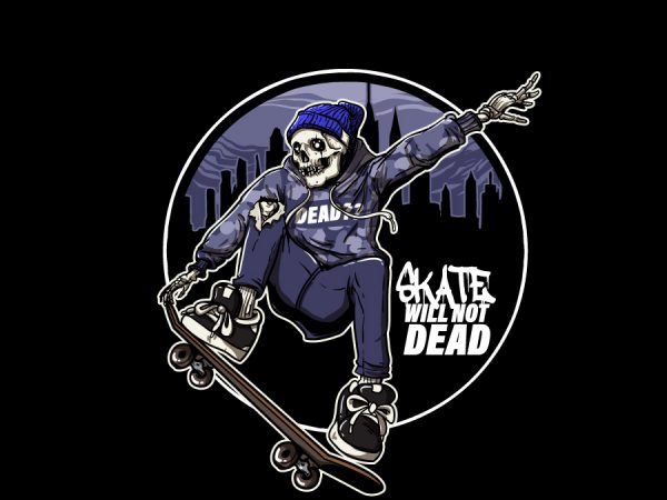 Skull Skateboard Cartoon vector t shirt design for download - Buy