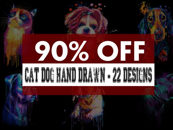 Super cool dog cat hand drawn bundle t shirt template vector