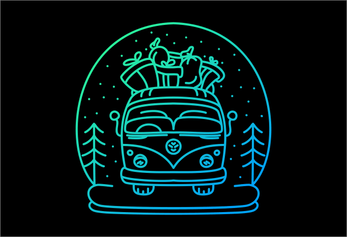 Christmas Van Vector Shirt Design - Buy T-shirt Designs