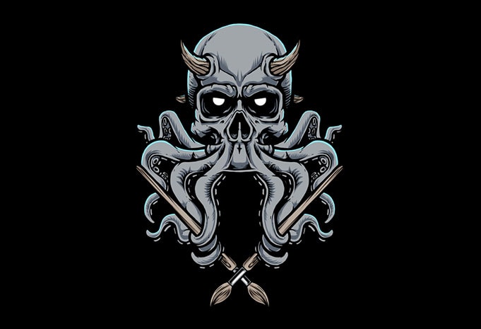 Skull Octopus Vector t-shirt design - Buy t-shirt designs