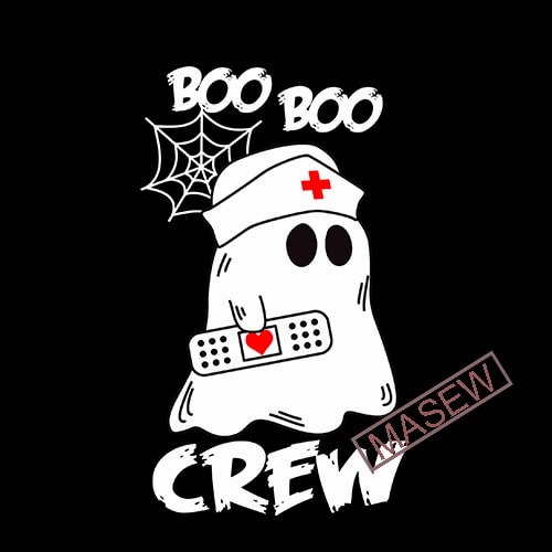 Boo Boo Crew Nurse Ghost Spider Web Funny Halloween SVG PNG EPS Cameo