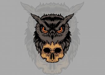 skull and owl t-shirt design