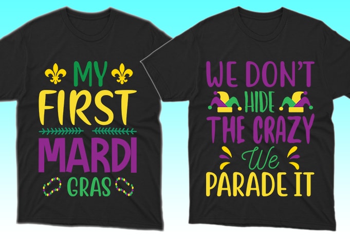 100 Print Ready Mardi Gras T-shirt Designs Bundle